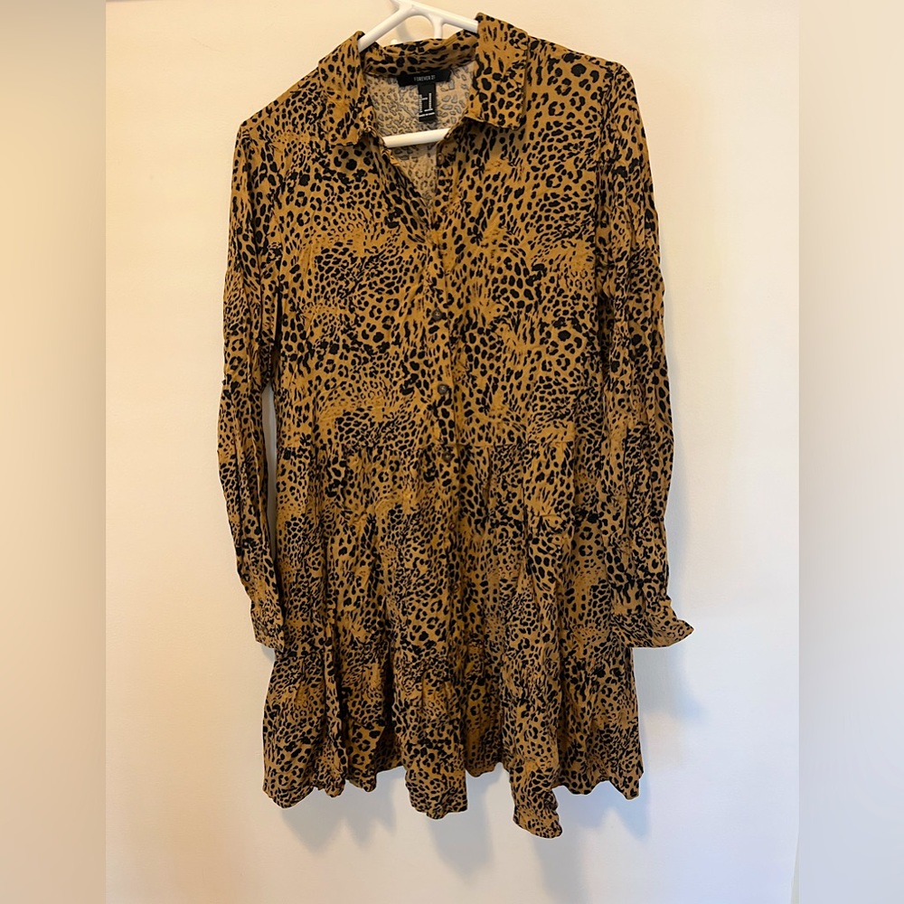 Leopard Print Babydoll Dress size M